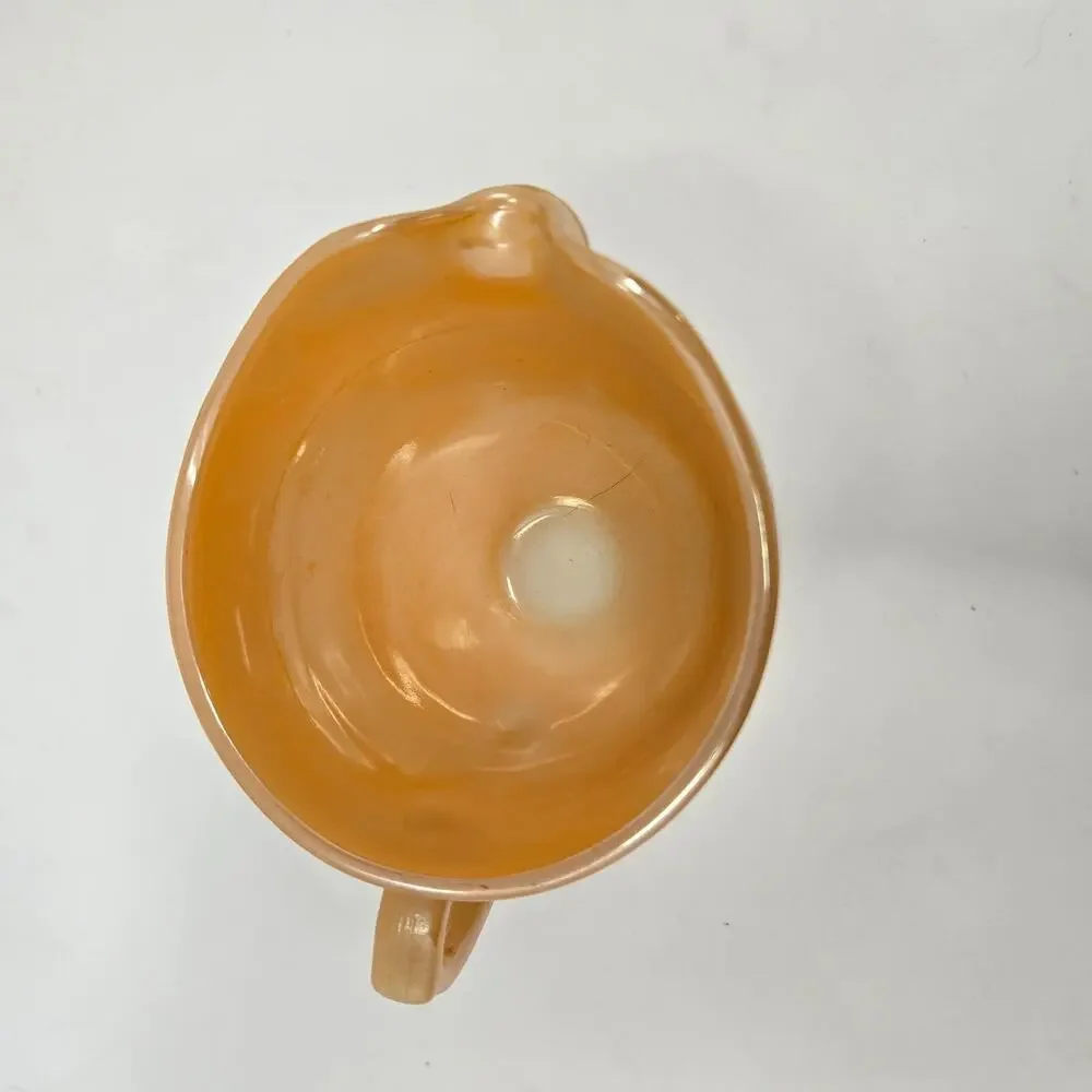 Vintage Anchor Hocking Fire King Peach Luster Laurel Leaf Cream & 2 Open Sugar